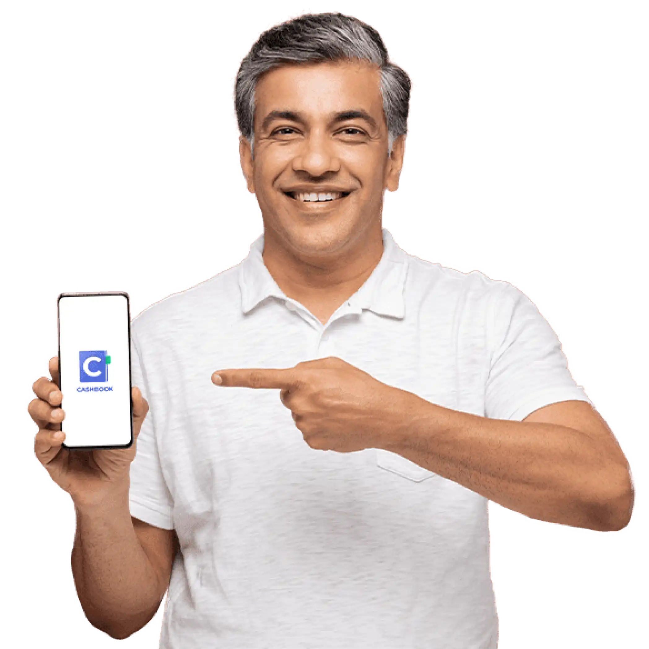 Business man operating CashBook App