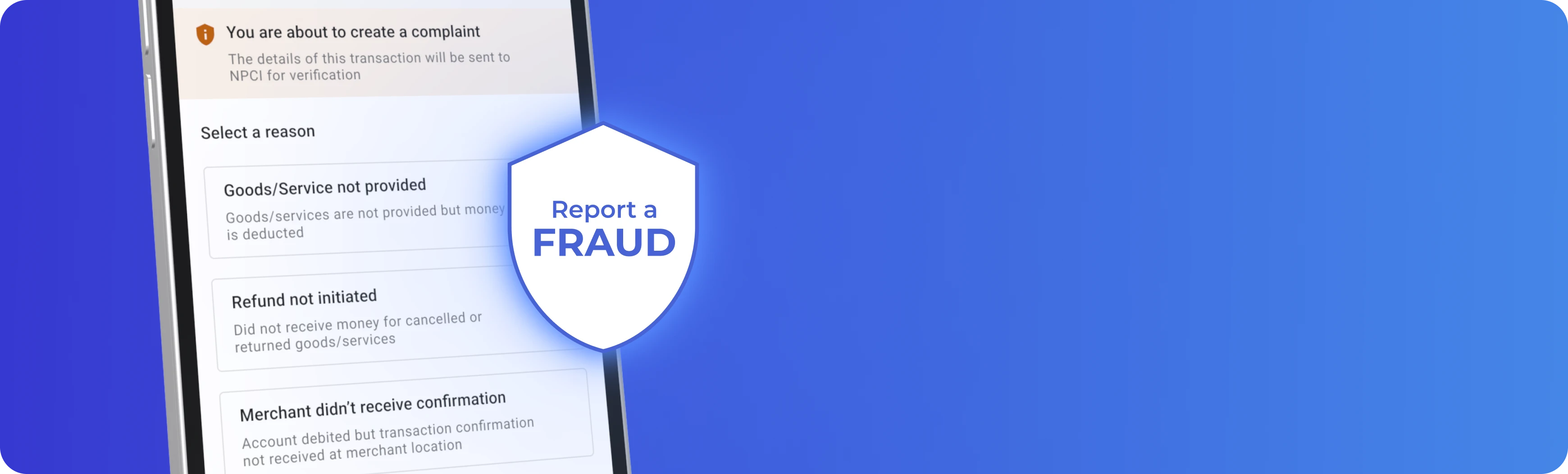 Report a fraud on CashBook app