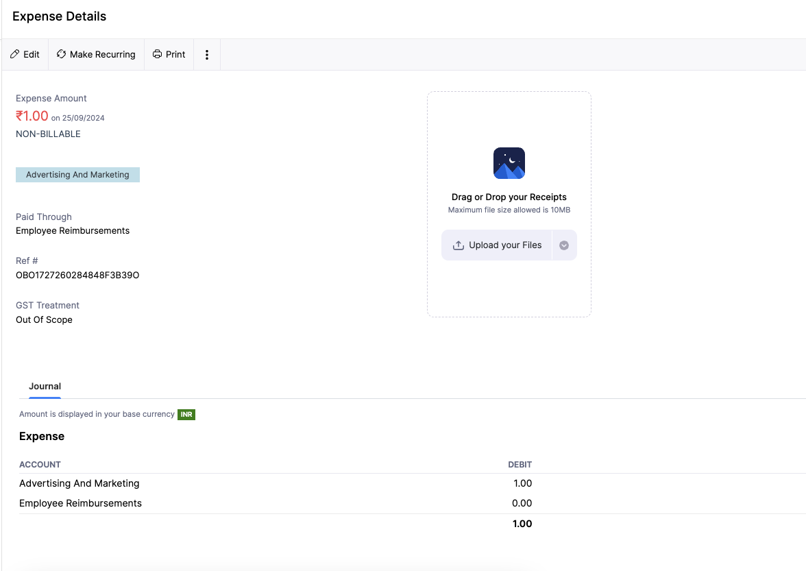 Zoho Integration Transactions